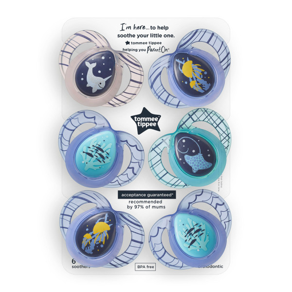 Tommee Tippee Night Time 6-18 Months Soothers