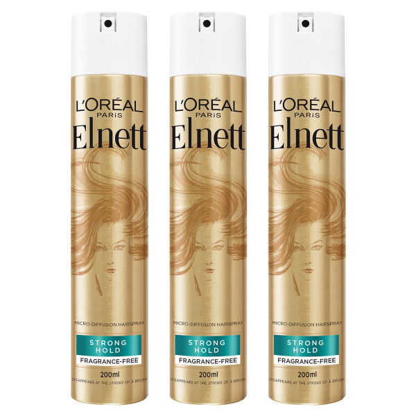 L'Oreal Paris Elnett Unfragranced Extra Strength Hairspray Triple Pack