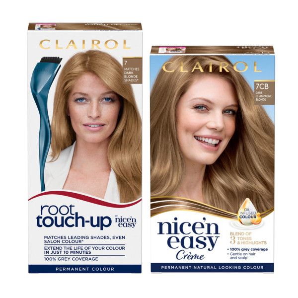 Clairol Root Touch-Up 7 Dark Blonde + Nice'n Easy 7CB Dark Champagne Blonde