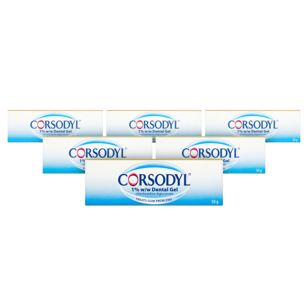 Corsodyl 1% W/W Gum Problem Treatment Dental Gel 6 Pack