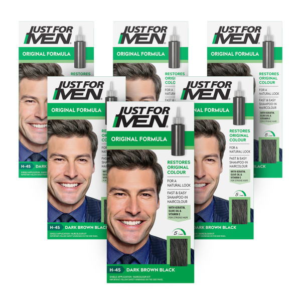 Just For Men Original Formula Dark Brown Black Hair Dye H-45 6 Pack