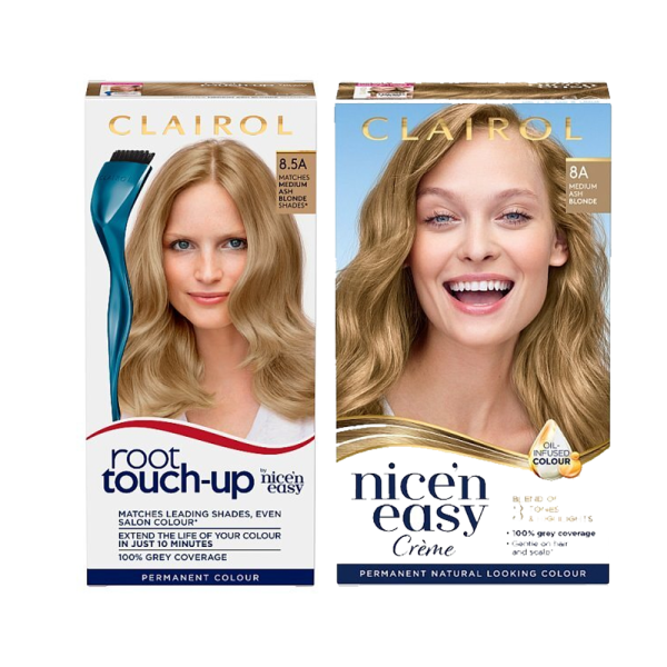 Clairol Root Touch-Up 8.5A Medium Ash Blonde + Nice'n Easy 8A Medium Ash Blonde