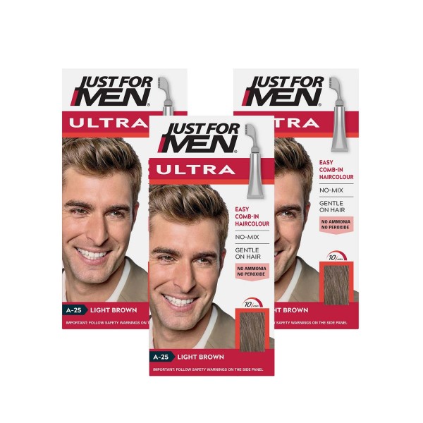 Just For Men Ultra Hair Dye Light Brown A-25 Triple Pack