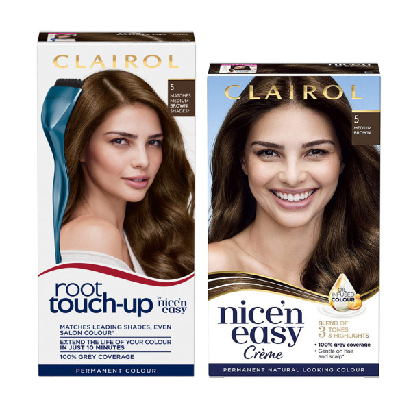 Clairol Root Touch-Up 8.5A Medium Brown + Nice'n Easy 5A Medium Ash Brown