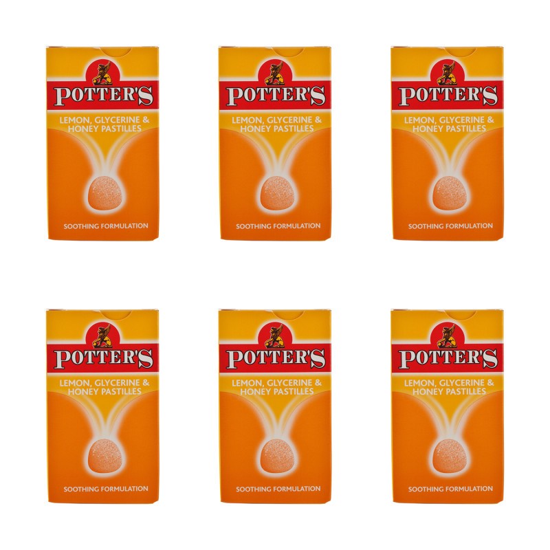 Potter's Lemon Glycerine & Honey Pastilles 6 Pack
