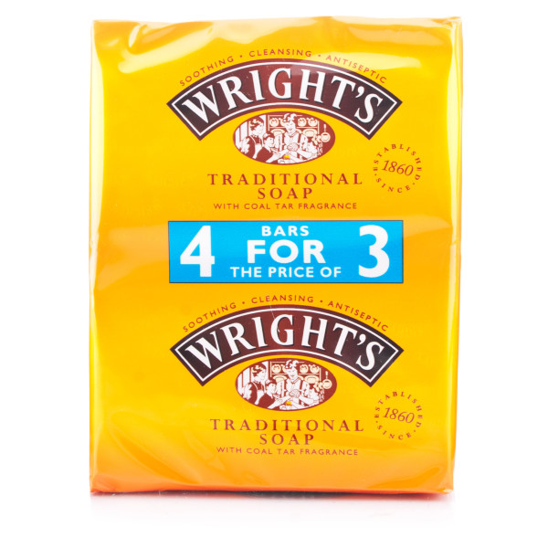 Wrights Traditional Coal Tar Soap 4 Pack